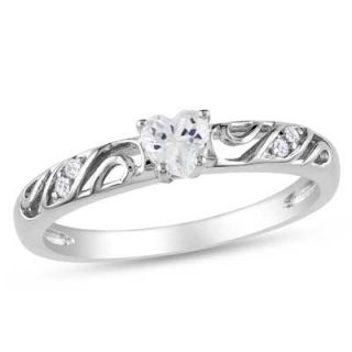 Heart Shaped Lab Created White Sapphire and Diamond Accent Promise
