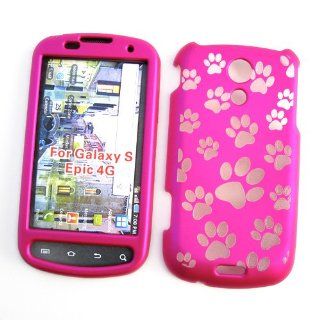 Samsung Epic 4G (Sprint) Snap On Protector Hard Case "Pink Paw Prints" Design: Cell Phones & Accessories