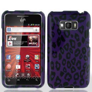 LG Optimus Elite LS696 LS 696 Black and Purple Leopard Animal Skin Design Snap On Hard Protective Cover Case Cell Phone: Cell Phones & Accessories