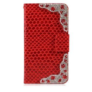Avoi Purple Luxury Diamond Bling Genuine Leather Battery Housing Cover Case Crocodile Texture Wallet Flip Pouch for Samsung Galaxy S III i9300 + Free Screen Protectors (Red): Cell Phones & Accessories