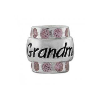 Grandma Sterling Silver Charm Bead with Pink CZs Carlo Biagi for European Bead Bracelets Fits Most Brands: Jewelry