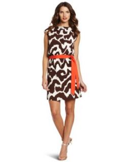 Eliza J Women's Belted Animal Dress, Brown, 8 at  Womens Clothing store