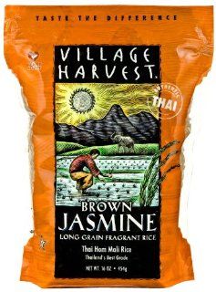 Village Harvest Brown Thai Jasmine Rice, 16 Ounce (Pack of 6) : Brown Rice Produce : Grocery & Gourmet Food