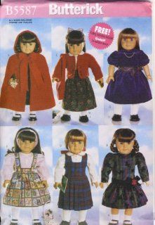 Butterick Sewing Pattern   5587   Use to Make   18" Doll Clothes   Cape, Dress, Jumper, Shirt, Skirt, Tights, Shoes, Bag   Includes Knitting Instructions for Sweater: Everything Else