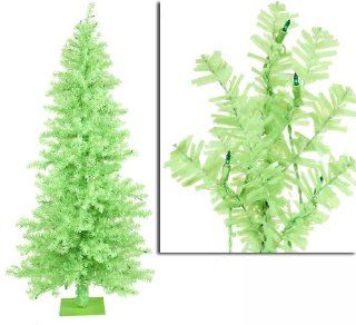 7.5' Pre Lit Chartreuse Green Wide Cut Artificial Christmas Tree  Green Lights  