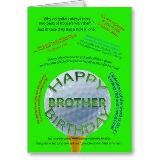Golf Jokes birthday card for brother