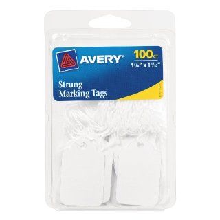Avery White Strung Marking Tags, 1.75 x 1.09 Inches, Pack of 100 (6732) : Office Products
