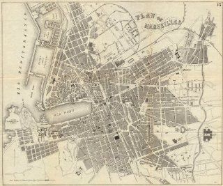MARSEILLES: Antique town plan. City map. France. BRADSHAW, 1890  