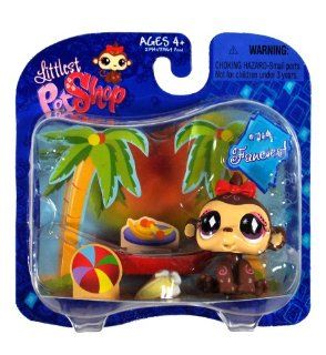 Hasbro Year 2008 Littlest Pet Shop Exclusive Single Pack "Fanciest" Series Bobble Head Pet Figure Set #714   Tropical MONKEY with Red Bow and Banana (23941) Toys & Games
