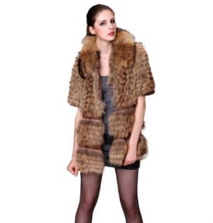 Bafei Women's Long Raccoon Fur Vest Waistcoat with Collar at  Womens Clothing store: Fur Outerwear Vests