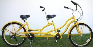 Bct 709i 26" 2 Seater Tandem Bicycle Beach Cruiser Bike   Yellow : Sports & Outdoors