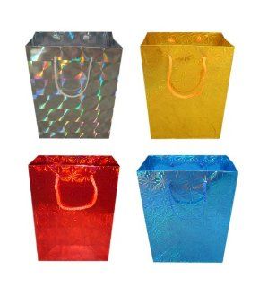 HB 12PK Hologram Gift Bag Assorted Mix Color Holiday Super Jumbo Tall Size 16"X21"X6.5" Wholesale: Health & Personal Care