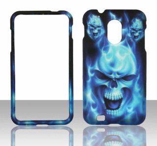 2D Blue Skulls Samsung Epic 4G Touch (Galaxy S II) D710 (Sprint & U.S Cellular) Case Cover Hard Phone Case Snap on Cover Rubberized Touch Faceplates: Cell Phones & Accessories