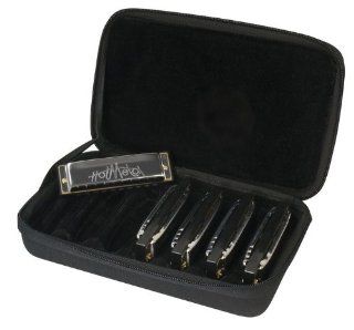 Hohner COM Case of Hot Metal Harmonicas in Zippered Carrying Case: Musical Instruments