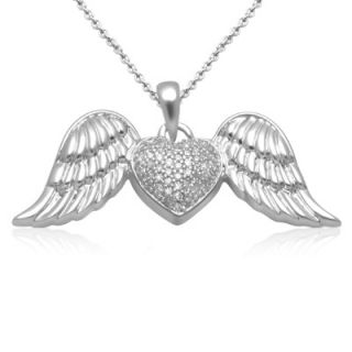 CT. T.W. Diamond Heart with Wings Pendant in Sterling Silver