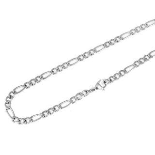 Chuvora Men's Stainless Steel 6mm Italian Oval Figaro 1 3 Link Chain Necklace w/ Lobster clasp   Length 25": Silver Chain Figaro Link: Jewelry
