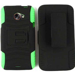 HTC EVO 4G LTE I01 GREEN BLACK ARMOR HYBRID HARD SOFT CASE + DUAL STAND SNAP ON PROTECTOR: Cell Phones & Accessories