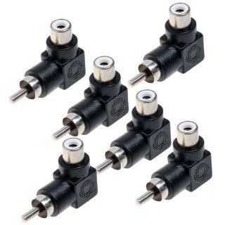 6pcs RCA Male to RCA Female Right Angle 90 Degree Space Saving Av Audio/video Cable/cord/wire Adapter Connector: Electronics