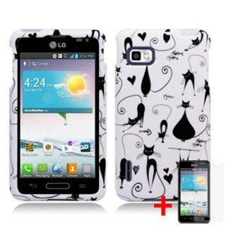 LG OPTIMUS F3 LS720 BLACK WHITE KITTY CAT COVER SNAP ON HARD CASE + FREE SCREEN PROTECTOR from [ACCESSORY ARENA] Cell Phones & Accessories