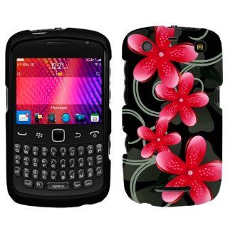 BlackBerry Curve 9360 Pink Star Flower on Black Phone Case Cover: Cell Phones & Accessories