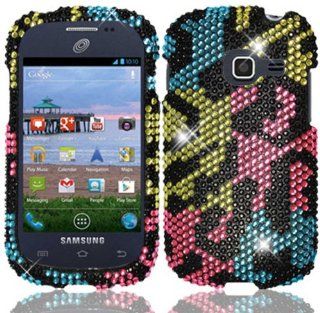 For Samsung Galaxy Centura S738C Full Diamond Bling Cover Case Bright Colorful Leopard: Cell Phones & Accessories
