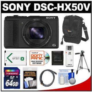 Sony Cyber Shot DSC HX50V GPS Wi Fi Digital Camera (Black) with 64GB Card + Battery + Case + Tripod + Accessory Kit : Point And Shoot Digital Camera Bundles : Camera & Photo
