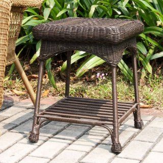 Jeco Outdoor Wicker Patio Furniture End Table : Patio Side Tables : Patio, Lawn & Garden