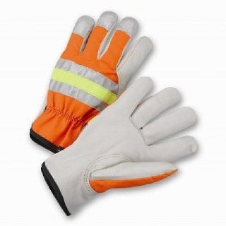 Leather Driving Gloves Mens Large West Chester Hi Vis Safety 100% cowhide (lot of 12)   Work Gloves  
