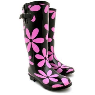 Passion Flower Wide Calf Wellington Wellies Boots "Kaylyn" US Sz 10: Shoes