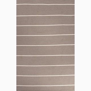 Handmade Stripe Pattern Gray/ Ivory Wool Area Rug (9 X 12)