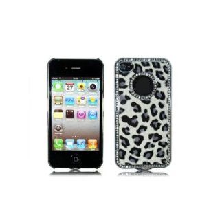 NEEWER Silver Luxury Deluxe Leopard Bling Crystal Diamond Hard Case for iPhone 4 4G: Cell Phones & Accessories