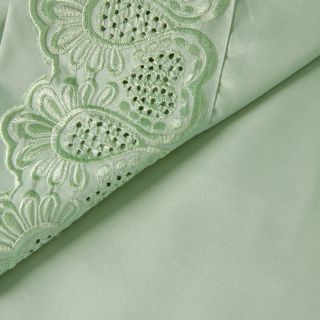 Elite Home Products, Inc Majestic Embroidered Lace Sheet Set Green Size Queen