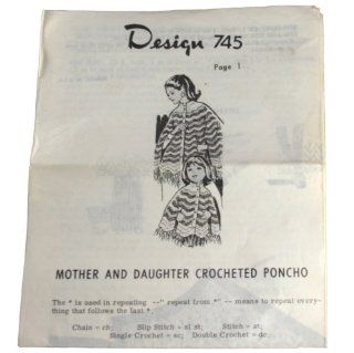 Mail Order 745 Mother and Daughter Crocheted Poncho by Needlecraft Service Size one