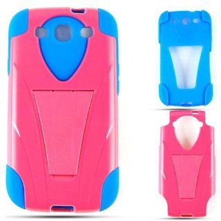 Cell Armor I747 PC JELLY 03 JCE Samsung Galaxy S III I747 Hybrid Fit On Case   Retail Packaging   Blue Skin with Hot Pink Snap Cell Phones & Accessories