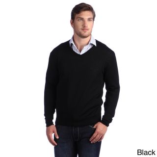 Luigi Baldo Luigi Baldo Italian Made Mens Fine Gauge Merino V neck Sweater Black Size 2XL