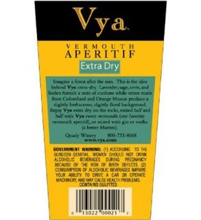NV Quady Vya Extra Dry Vermouth blend   White 750 mL: Wine