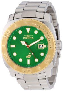 Invicta Men's 14484 Pro Diver Automatic Green Dial Stainless Steel Watch: Watches