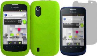 For ZTE Concord V768 Silicone Jelly Skin Cover Case Neon Green+LCD Screen Protector: Cell Phones & Accessories