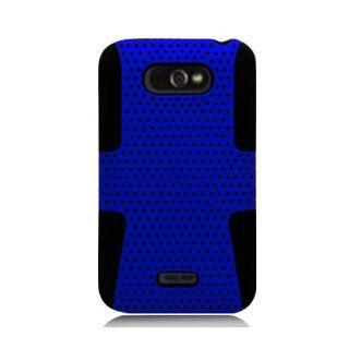 Eagle Cell PHLGMS770NTBKBL Progressive Hybrid Protective Gummy TPU Mesh Defense Case for LG Motion 4G/Optimus Regard MS770   Retail Packaging   Black/Blue: Cell Phones & Accessories