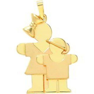 14K Gold The Kids Big Girl & Little Boy Charm: Clasp Style Charms: Jewelry