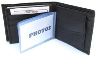 Mens Black Leather Wallet Lamb Bifold W Coin Pouch 756 at  Mens Clothing store