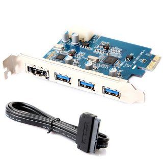 TOMTOP SuperSpeed USB 3.0 + ESATA III PCI E PCI Express 4 Port with 4 pin IDE Power Connector + Cable: Computers & Accessories