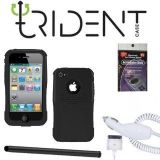 Trident Black Aegis Case and Car Charger for Apple iPhone 4s, 4. Comes with Radiation Shield, Car charger and Stylus Pen.: Cell Phones & Accessories