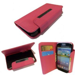 Pink Wallet Case for Apple iPhone 4 w Magnetic Flap, Chrome Detail, Credit Card Slots, and Flat Back: Cell Phones & Accessories