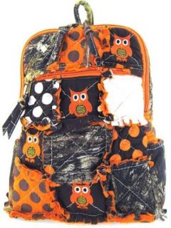 Cute! Patchwork Camo Owl Small Backpack Purse Orange Camouflage: Clothing