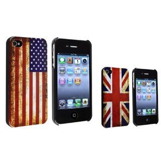 eForCity 2 pack Snap on Cases Retro US Flag / UK Flag Compatible with Apple®iPhone®4 / 4S: Cell Phones & Accessories