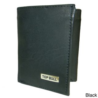 Top Bull Cowhide Leather Double L shaped Tri fold Wallet