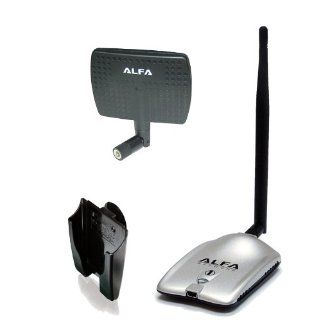 Alfa AWUS036H High power 1000mW 1W 802.11b/g High Gain USB Wireless Long Rang WiFi network Adapter with 5dBi Rubber Antenna and a 7dBi Panel Antenna and Suction cup / Clip Window Mount   for Wardriving & Range Extension Computers & Accessories