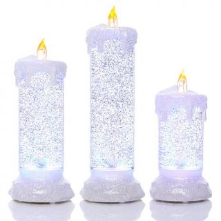 Winter Lane Set of 3 LED Musical Glitter Candles