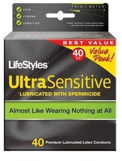 LifeStyles Ultra Sensitive Condoms, with Spermicidal Lubricant, 40 Count Boxes: Health & Personal Care
